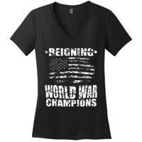 World War Champs Flag Women's V-Neck T-Shirt