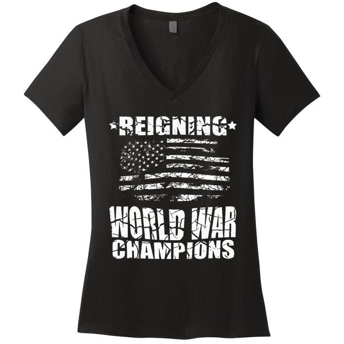 World War Champs Flag Women's V-Neck T-Shirt