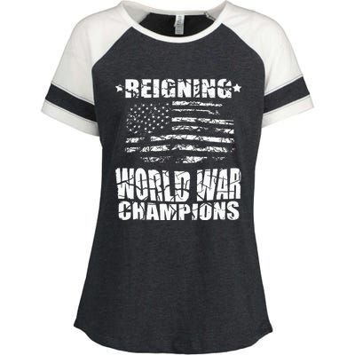 World War Champs Flag Enza Ladies Jersey Colorblock Tee