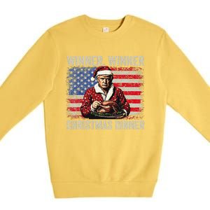 Winner Winner Christmas Dinner Santa Trump Us Flag Xmas Premium Crewneck Sweatshirt