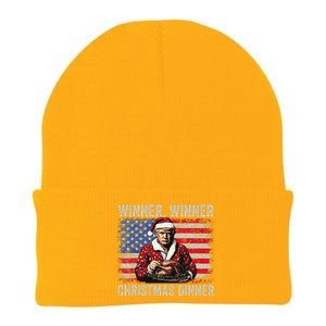 Winner Winner Christmas Dinner Santa Trump Us Flag Xmas Knit Cap Winter Beanie