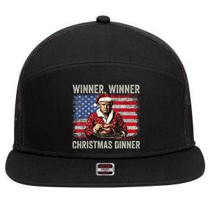 Winner Winner Christmas Dinner Santa Trump Us Flag Xmas 7 Panel Mesh Trucker Snapback Hat