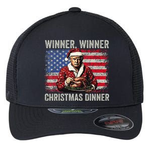 Winner Winner Christmas Dinner Santa Trump Us Flag Xmas Flexfit Unipanel Trucker Cap