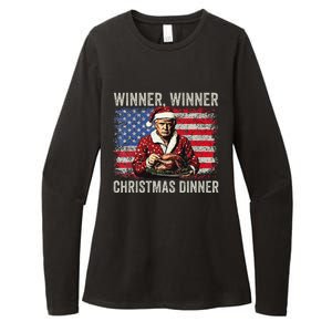 Winner Winner Christmas Dinner Santa Trump Us Flag Xmas Womens CVC Long Sleeve Shirt