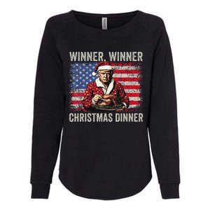 Winner Winner Christmas Dinner Santa Trump Us Flag Xmas Womens California Wash Sweatshirt