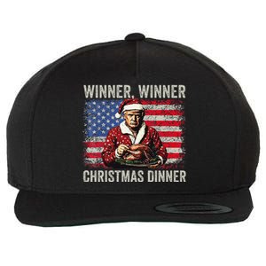 Winner Winner Christmas Dinner Santa Trump Us Flag Xmas Wool Snapback Cap