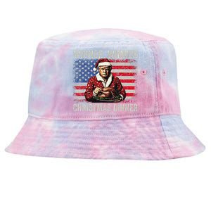 Winner Winner Christmas Dinner Santa Trump Us Flag Xmas Tie-Dyed Bucket Hat