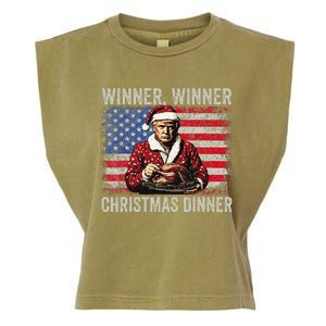 Winner Winner Christmas Dinner Santa Trump Us Flag Xmas Garment-Dyed Women's Muscle Tee