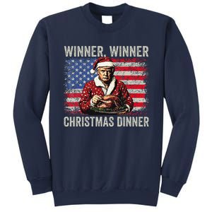 Winner Winner Christmas Dinner Santa Trump Us Flag Xmas Sweatshirt