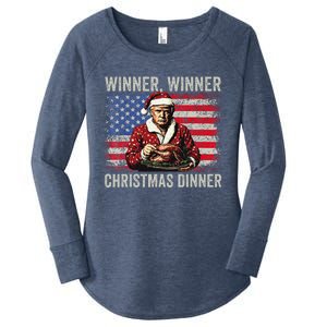 Winner Winner Christmas Dinner Santa Trump Us Flag Xmas Women's Perfect Tri Tunic Long Sleeve Shirt