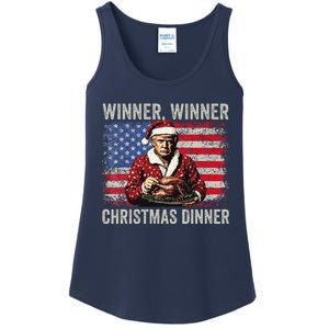 Winner Winner Christmas Dinner Santa Trump Us Flag Xmas Ladies Essential Tank