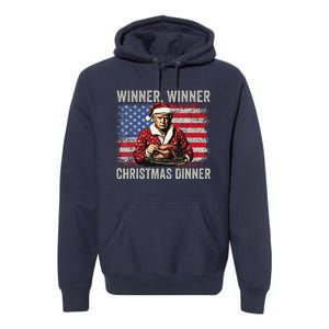 Winner Winner Christmas Dinner Santa Trump Us Flag Xmas Premium Hoodie