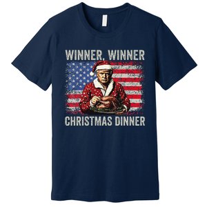 Winner Winner Christmas Dinner Santa Trump Us Flag Xmas Premium T-Shirt