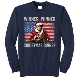 Winner Winner Christmas Dinner Santa Trump Us Flag Xmas Tall Sweatshirt