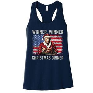 Winner Winner Christmas Dinner Santa Trump Us Flag Xmas Women's Racerback Tank