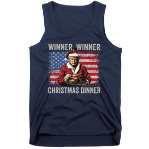 Winner Winner Christmas Dinner Santa Trump Us Flag Xmas Tank Top