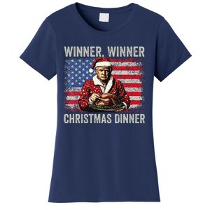 Winner Winner Christmas Dinner Santa Trump Us Flag Xmas Women's T-Shirt