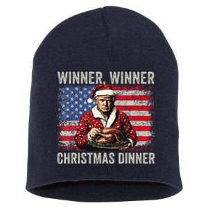 Winner Winner Christmas Dinner Santa Trump Us Flag Xmas Short Acrylic Beanie