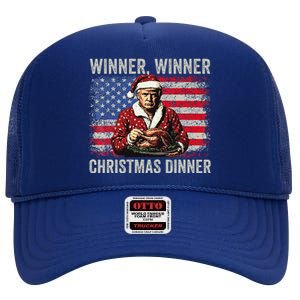 Winner Winner Christmas Dinner Santa Trump Us Flag Xmas High Crown Mesh Back Trucker Hat