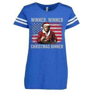 Winner Winner Christmas Dinner Santa Trump Us Flag Xmas Enza Ladies Jersey Football T-Shirt