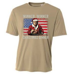 Winner Winner Christmas Dinner Santa Trump Us Flag Xmas Cooling Performance Crew T-Shirt