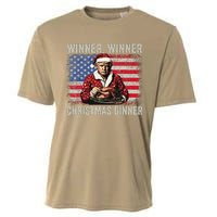 Winner Winner Christmas Dinner Santa Trump Us Flag Xmas Cooling Performance Crew T-Shirt