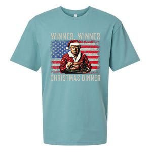 Winner Winner Christmas Dinner Santa Trump Us Flag Xmas Sueded Cloud Jersey T-Shirt