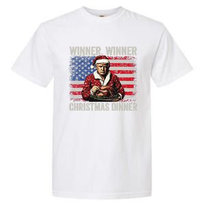 Winner Winner Christmas Dinner Santa Trump Us Flag Xmas Garment-Dyed Heavyweight T-Shirt