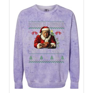 Winner Winner Christmas Dinner Santa Trump Ugly Sweater Xmas Colorblast Crewneck Sweatshirt