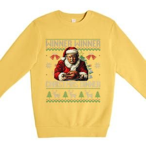 Winner Winner Christmas Dinner Santa Trump Ugly Sweater Xmas Premium Crewneck Sweatshirt