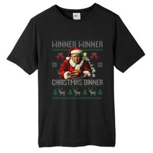 Winner Winner Christmas Dinner Santa Trump Ugly Sweater Xmas Tall Fusion ChromaSoft Performance T-Shirt