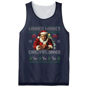 Winner Winner Christmas Dinner Santa Trump Ugly Sweater Xmas Mesh Reversible Basketball Jersey Tank