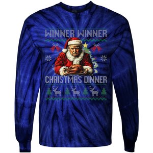 Winner Winner Christmas Dinner Santa Trump Ugly Sweater Xmas Tie-Dye Long Sleeve Shirt