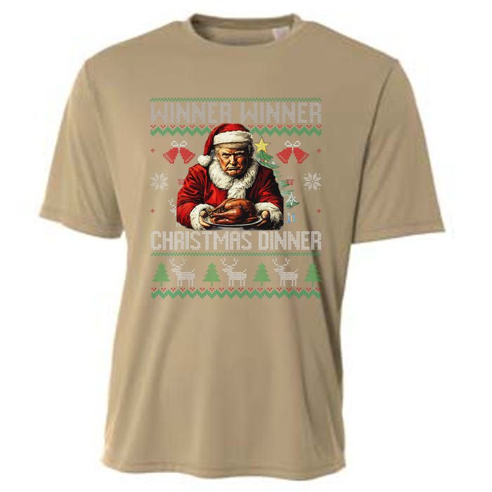 Winner Winner Christmas Dinner Santa Trump Ugly Sweater Xmas Cooling Performance Crew T-Shirt