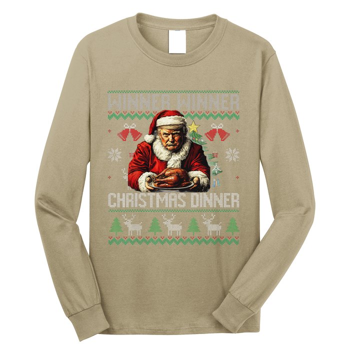 Winner Winner Christmas Dinner Santa Trump Ugly Sweater Xmas Long Sleeve Shirt