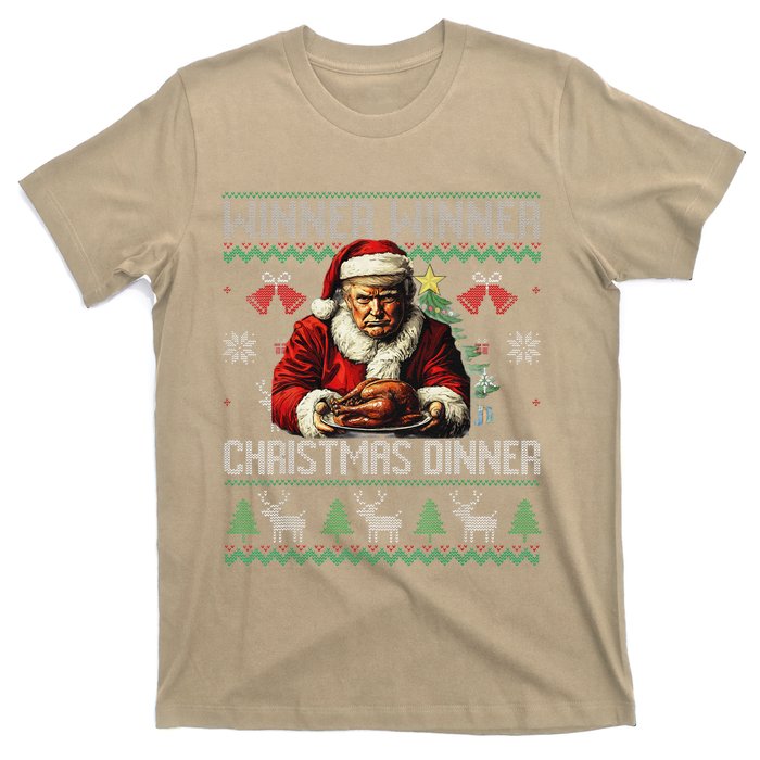 Winner Winner Christmas Dinner Santa Trump Ugly Sweater Xmas T-Shirt