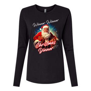 Winner Winner Christmas Dinner – President Trump Santa Womens Cotton Relaxed Long Sleeve T-Shirt