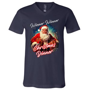 Winner Winner Christmas Dinner – President Trump Santa V-Neck T-Shirt