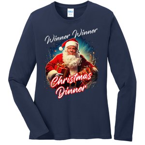 Winner Winner Christmas Dinner – President Trump Santa Ladies Long Sleeve Shirt