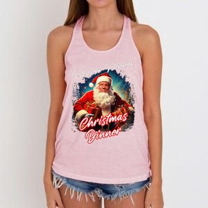 Winner Winner Christmas Dinner – President Trump Santa Women's Knotted Racerback Tank