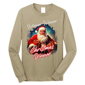 Winner Winner Christmas Dinner – President Trump Santa Long Sleeve Shirt