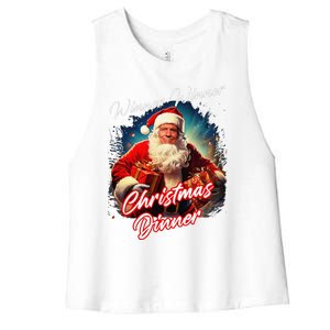 Winner Winner Christmas Dinner – President Trump Santa Women's Racerback Cropped Tank