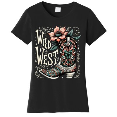 Wild West Country Music Vintage Cowgirl Boot Western Flower Women's T-Shirt