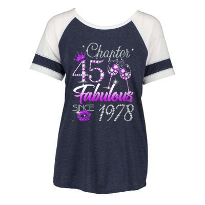 Wo Wo Chapter 45 Fabulous Since 1978 45th Birthday Queen Enza Ladies Jersey Colorblock Tee