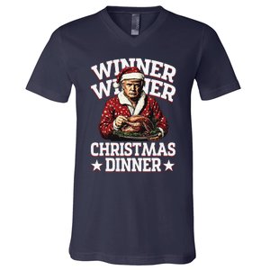 Winner Winner Christmas Dinner Santa Trump Xmas Pajamas V-Neck T-Shirt