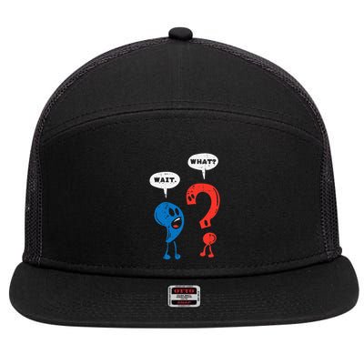 Wait What Comma Question Mark Reading Book Lover Teacher 7 Panel Mesh Trucker Snapback Hat