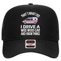 Wee Woo Car Funny Paramedic High Crown Mesh Back Trucker Hat