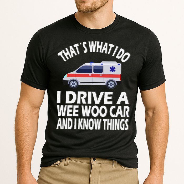 Wee Woo Car Funny Paramedic Cooling Performance Crew T-Shirt