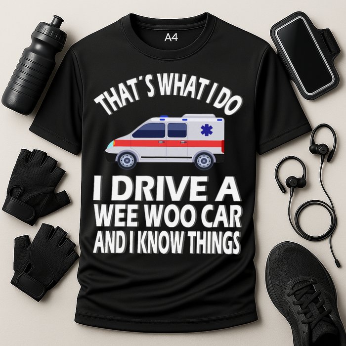 Wee Woo Car Funny Paramedic Cooling Performance Crew T-Shirt