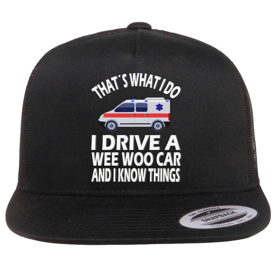 Wee Woo Car Funny Paramedic Flat Bill Trucker Hat